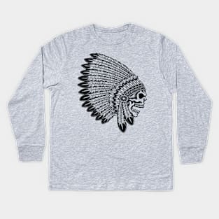 Indian Headdress Skull Kids Long Sleeve T-Shirt